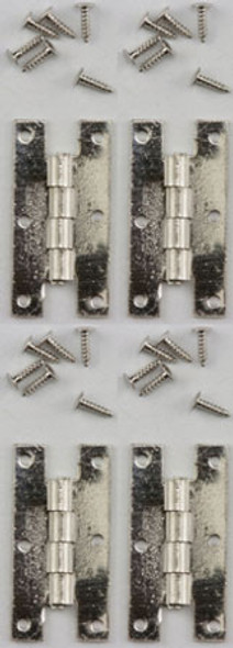 CLASSICS - 1" Scale H Hinges With nails 4 Pack Satin Nickel Dollhouse Miniature (05569)