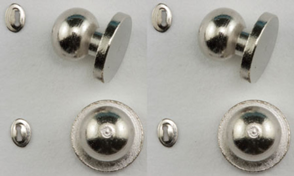 CLASSICS - 1" Scale Door Knob With Keyhole 4 Pack Satin Nickel Dollhouse Miniature (05611)