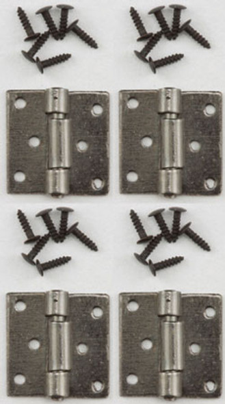 CLASSICS - 1" Scale Butt Hinges with Nails Pewter 4 Pack Dollhouse Miniature (05642) 731851056426