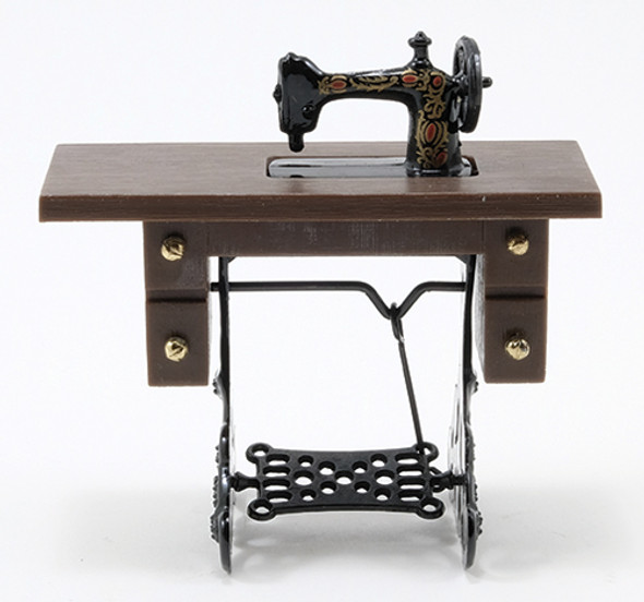 CLASSICS - 1" Scale Sewing Machine on Walnut Stand Resin and Metal Dollhouse Miniature (07782) 731851077827