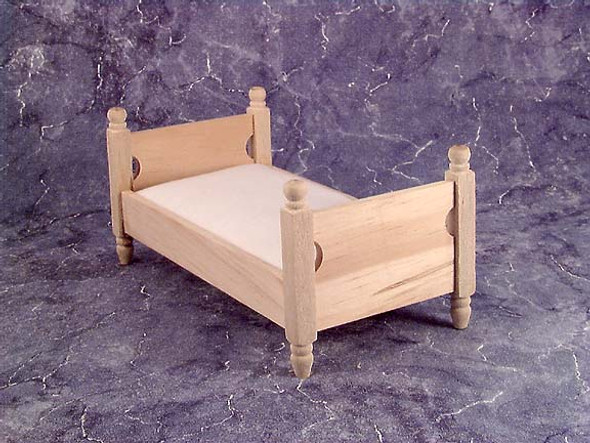 CLASSICS - 1 Inch Scale Dollhouse Miniature Bedroom Furniture - Bed W/white Cover Unfinished (CLA08640) 731851086409