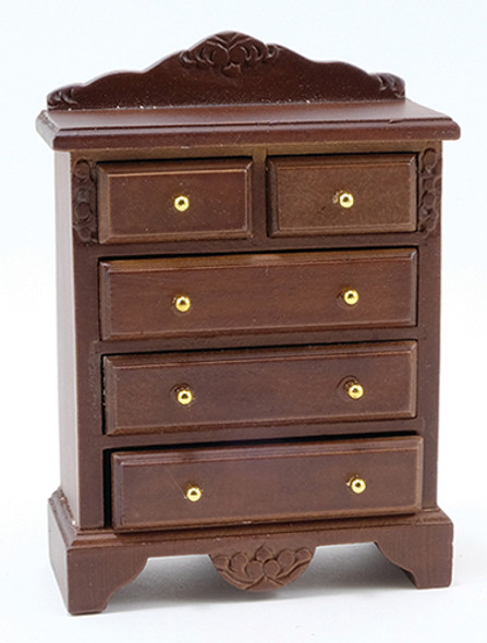 CLASSICS - 1 Inch Scale Dollhouse Miniature Bedroom Furniture - Chest Of Drawers Walnut (CLA10803) 731851108033