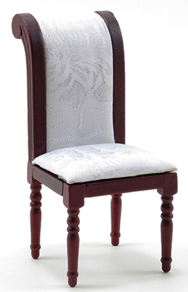 CLASSICS - 1 Inch Scale Dollhouse Miniature Dining Room Furniture - Side Chair Mahogany With White Fabric (CLA10848) 731851108484