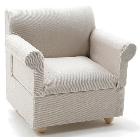 CLASSICS - 1 Inch Scale Dollhouse Miniature Living Room Furniture - Armchair White Fabric (CLA10911) 731851109115