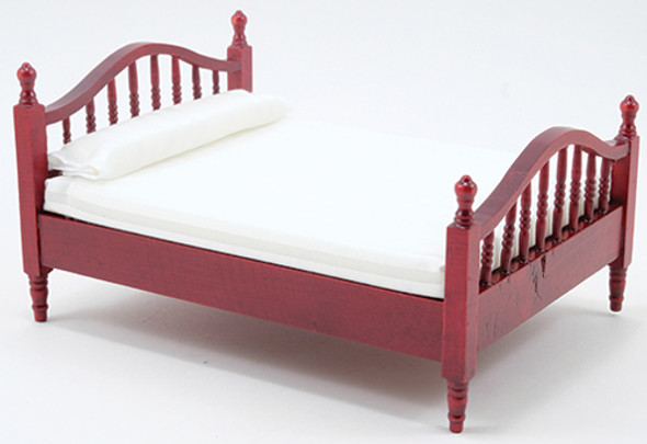 CLASSICS - 1" Scale Double Bed Mahogany Dollhouse Miniature (10946) 731851109467