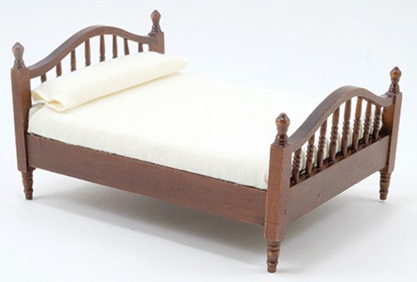 CLASSICS - 1" Scale Double Bed Walnut Dollhouse Miniature (10947) 731851109474