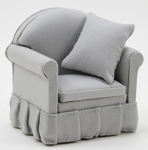 CLASSICS - 1" Scale Chair with Pillow Gray Dollhouse Miniature (10952) 731851109528