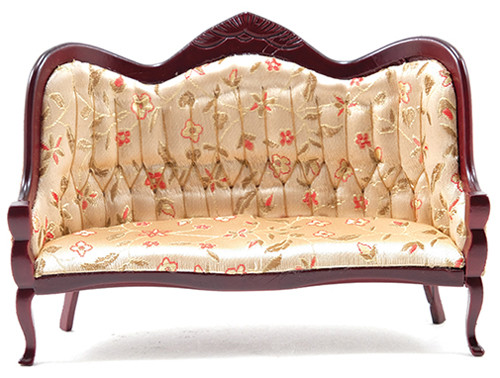 CLASSICS - 1" Scale Victorian Sofa Mahogany with Floral Fabric Dollhouse Miniature (10964) 731851109641