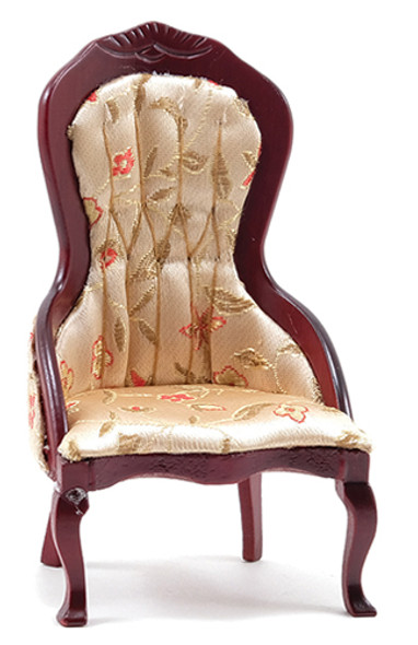 CLASSICS - 1" Scale Victorian Lady's Chair Mahogany With Floral Fabric Dollhouse Miniature (10966) 731851109665