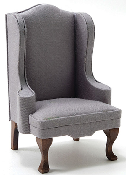 CLASSICS - 1" Scale Chair Walnut with Gray Fabric Dollhouse Miniature (10990) 731851109900