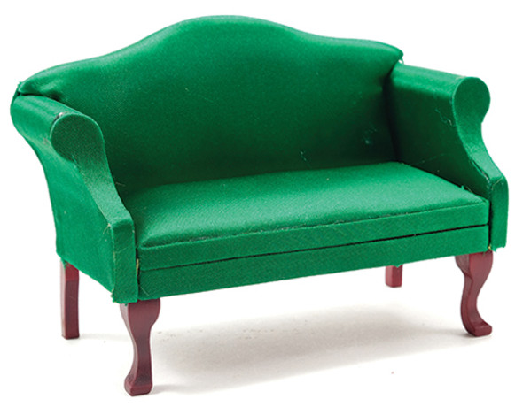 CLASSICS - 1" Scale Sofa Mahogany with Emerald Green Fabric Dollhouse Miniature (10991) 731851109917