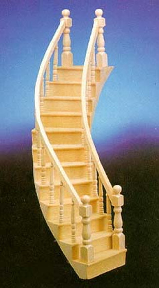 CLASSICS - 1 Inch Scale Dollhouse Miniature - Stairs 2 - rail Right Curve Assembled (CLA70222) 731851702224