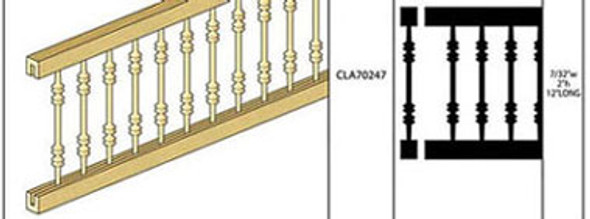 CLASSICS - 1 Inch Scale Dollhouse Miniature - Porch Railing 2 X 12 Round Rails (CLA70247) 731851702477