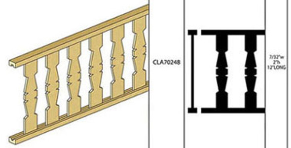 CLASSICS - 1 Inch Scale Dollhouse Miniature - Porch Railing 2h X 12l Flat Rails (CLA70248) 731851702484