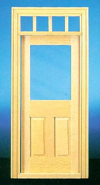 CLASSICS - 1 Inch Scale Dollhouse Miniature TRADITIONAL DOOR WITH 2 PANEL LOWER HALF, ACRYLIC WINDOW & 4 SECTION TRANSOM (76018) 731851760187