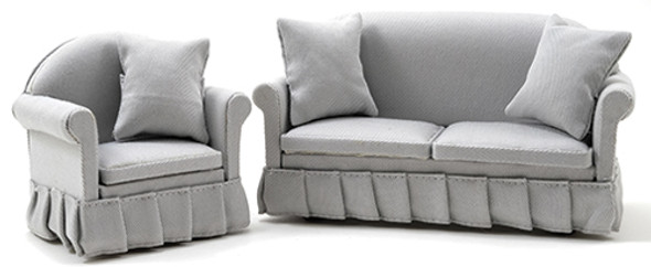 CLASSICS - 1" Scale Sofa and Chair Set Gray Dollhouse Miniature (91708)
