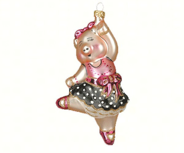 COBANE STUDIO - Dancing Piggy Glass Ornament (COBANEB243) 874504000961