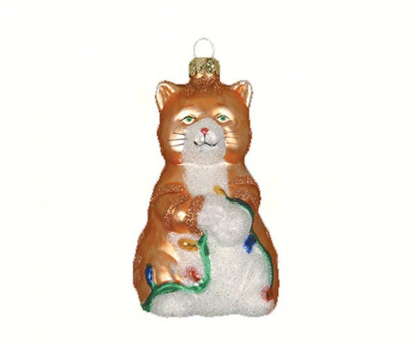 COBANE STUDIO - Big Kitty Orange Glass Ornament (COBANEC327) 874504001807