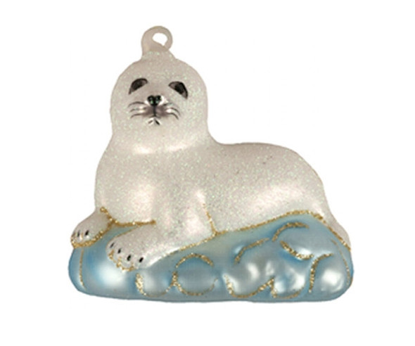 COBANE STUDIO - Baby Harp Seal Glass Ornament (COBANEC389) 874504002439