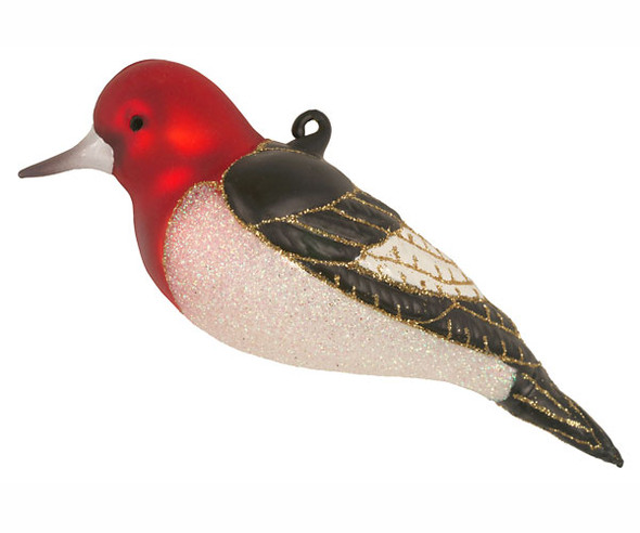 COBANE STUDIO - Red Headed Woodpecker Glass Ornament (COBANEC405) 874504002590