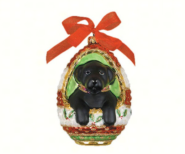 COBANE STUDIO - Playful Puppy Black Lab Glass Ornament (COBANED288) 874504001630