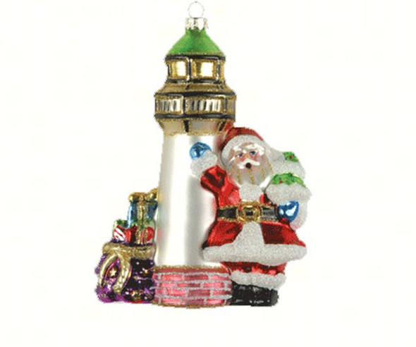 COBANE STUDIO - Santa's Lighthouse Glass Ornament (COBANEE355) 874504002088