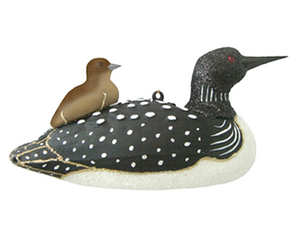 COBANE STUDIO - Loon With Baby Glass Ornament (COBANEE380) 874504002330