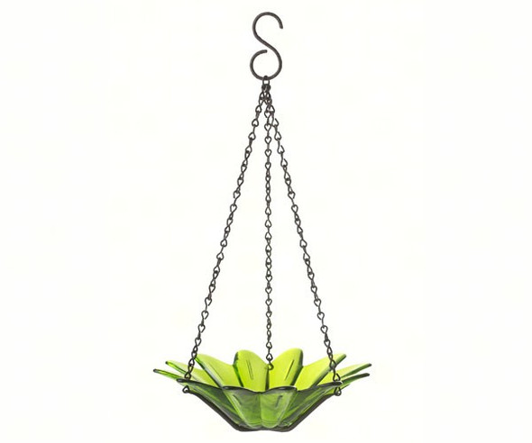 COURONNE - 8 inch Lime Glass Daisy Birdfeeder (COURM35320001) 606469023491