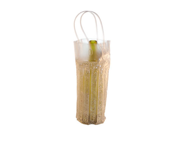 ZEE'S CREATIONS - Cool Sack Round Beaded Wine Tote Clear - Freezer Wine Bag (CS9005) 817441010631