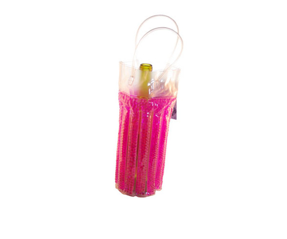 ZEE'S CREATIONS - Cool Sack Round Beaded Wine Tote Pink - Freezer Wine Bag (CS9006) 817441010648