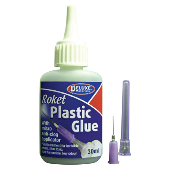 DELUXE MATERIALS - AD62 Roket Plastic Glue, 30ml bottle 5060243900975