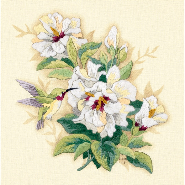 DIMENSIONS - Hibiscus Floral Crewel Kit-12"X12" Stitched In Wool & floss (1544) 088677015442