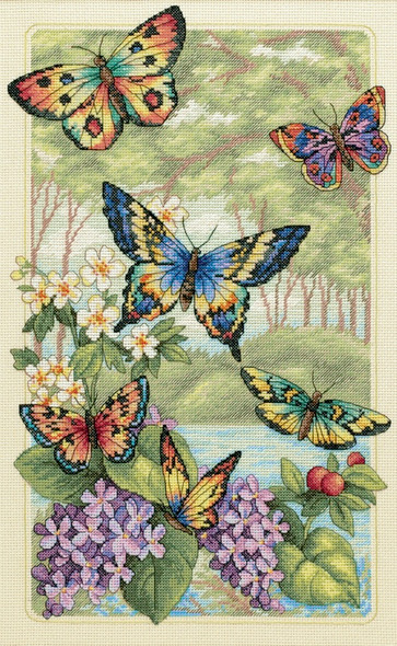 DIMENSIONS - Gold Collection Butterfly Forest Counted Cross Stitch Kit-10"x16" 14 count (35223) 088677352233