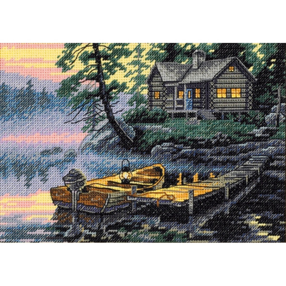 DIMENSIONS - Gold Petite Morning Lake Counted Cross Stitch Kit-7"x5" 18 count (65091) 088677650919