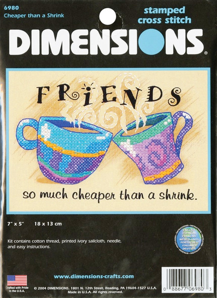 DIMENSIONS - Cheaper Than A Shrink Mini Stamped Cross Stitch Kit-7"x5" (6980) 088677069803