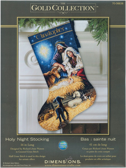 DIMENSIONS - Gold Collection Holy Night Stocking Counted Cross Stitch Kit-16" long 18 count (70-08838) 088677088385