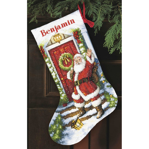 DIMENSIONS - Gold Collection Welcome Santa Stocking Counted Cross Stitch - 16" Long 14 Count (70-08901) 088677089016