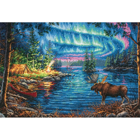 DIMENSIONS - Gold Collection Northern Night Counted Cross Stitch Kit-16"x11" 16 count (70-35312) 088677353124