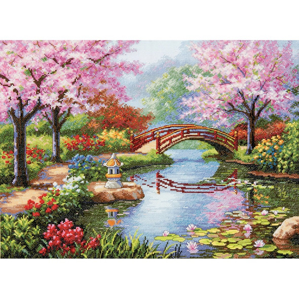 DIMENSIONS - Gold Collection Japanese Garden Counted Cross Stitch Kit-16"x12" 16 count (70-35313) 088677353131