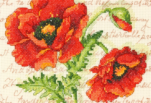 DIMENSIONS - Poppy Pair Mini Counted Cross Stitch Kit - 7"X5" 14 Count (70-65116) 088677651169