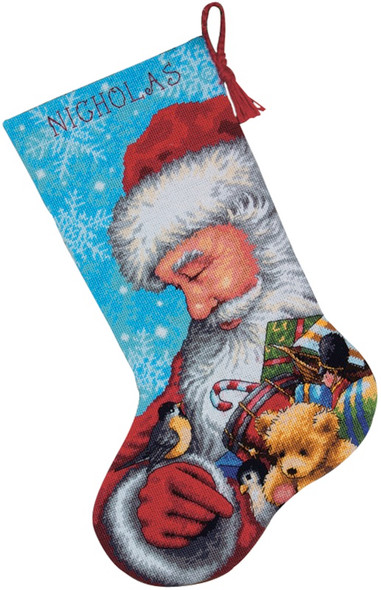 DIMENSIONS - Santa And Toys Stocking Needlepoint Kit-16" Long Stitched in floss (71-09145) 088677091453