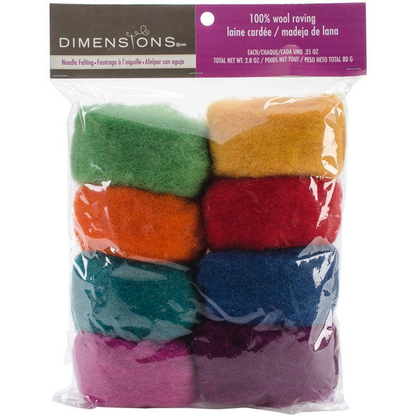 DIMENSIONS - Feltworks Roving Value Pack 2.8oz-Rainbow (72-74002) 088677740023