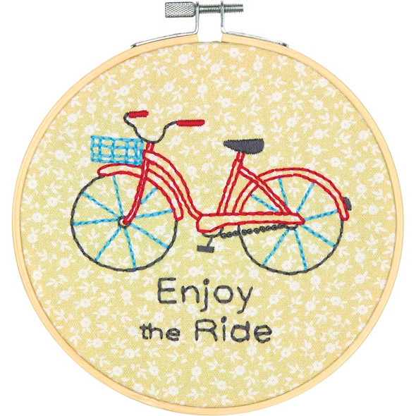 DIMENSIONS - Short N' Sweet Bike Ride Embroidery Kit - 6" Stitched In Thread (72-74688) 088677746889