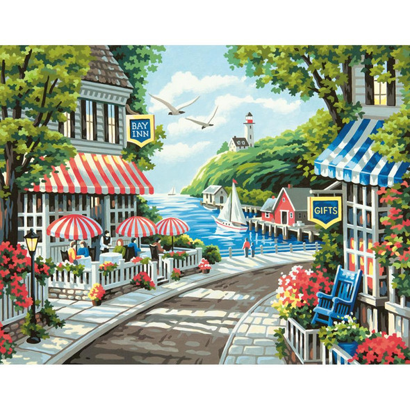 DIMENSIONS - Cafe By The Sea Paint by Number Craft Kit (91455) 088677914554