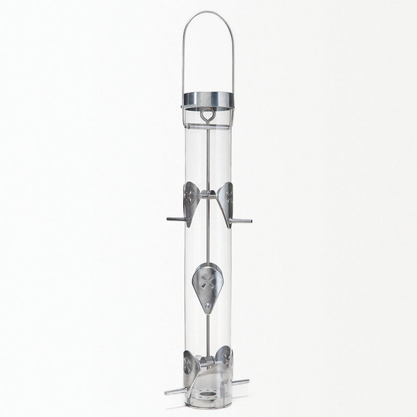 DROLL YANKEES - Nyjer Bird Feeder with Ring Pull Silver 6 port (DYTH3RP) 021964101336