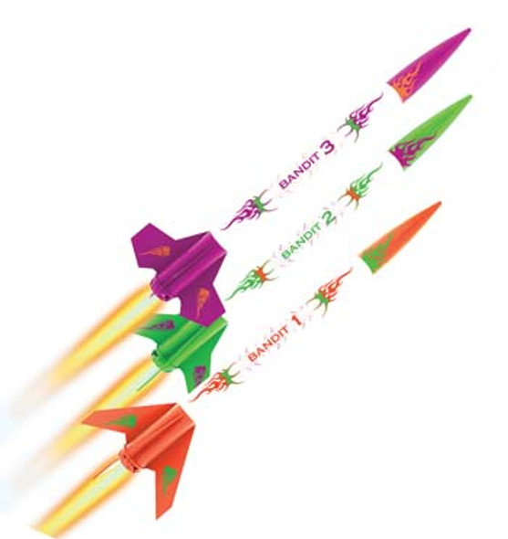 ESTES - 2435 3 Bandits Mini Model Rocket Kit E2X Easy-to-Assemble 047776024359