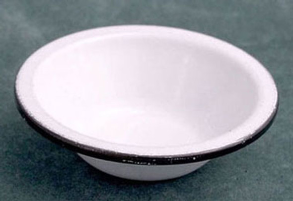 FARROW - 1 Inch Scale Dollhouse Miniature - Dish Pan White Enamel With Black Trim (FR40152) 726348401520