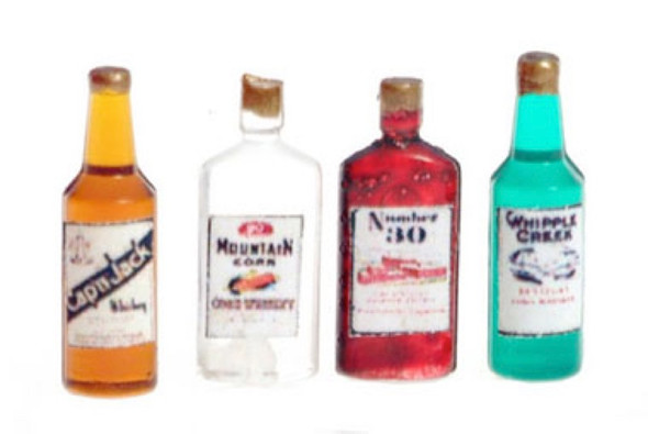 FARROW - 1" Scale Dollhouse Miniature - Dollhouse 3 Vintage Assorted Liquor Bottles (40314) 726348403142