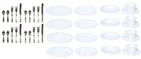 FARROW - 1 Inch Scale Dollhouse Miniature - Dishes Cups Silverware 40 pcs (FR40321) 726344403214