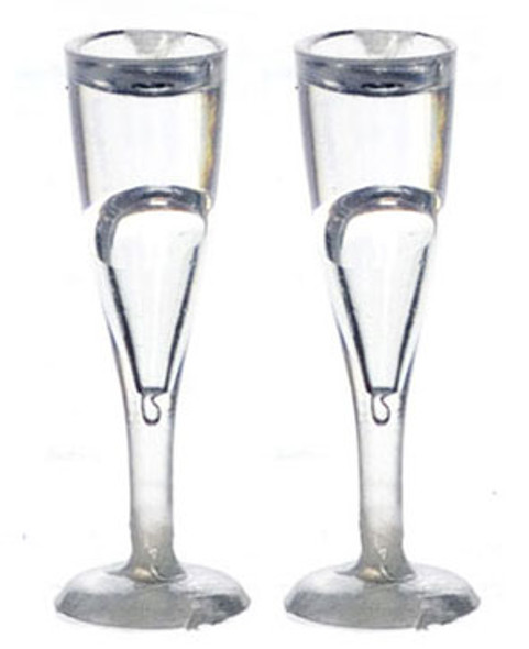 FARROW - 1 Inch Scale Dollhouse Miniature - Glass Of Champagne Clear 2 pcs (FR60014)